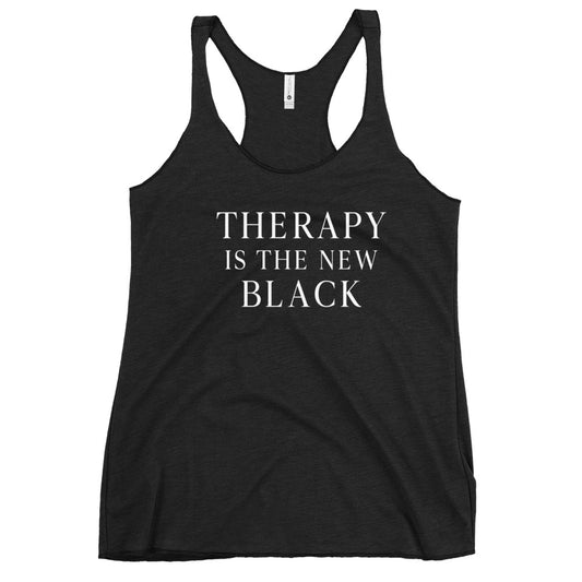 Therapy is the New Black | Women's Racerback Tank (Vintage Black)